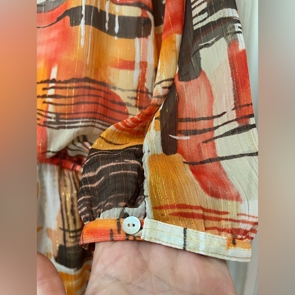 ⚫️ BOGO Alfred dunner abstract print beaded women’s blouse size 10 - Picture 9 of 9